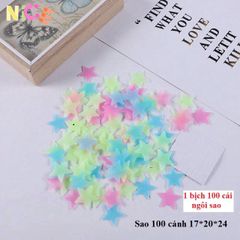 Bộ 100 Ngôi Sao Dạ Quang 5 Cánh - Trang Trí Phòng Ngủ, Bàn Học, Phát Sáng Trong Đêm, Tạo Không Gian Huyền Ảo