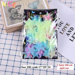 Bộ 100 Ngôi Sao Dạ Quang 5 Cánh - Trang Trí Phòng Ngủ, Bàn Học, Phát Sáng Trong Đêm, Tạo Không Gian Huyền Ảo