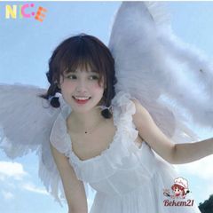 Đôi Cánh Thiên Thần Trắng Cho Trẻ Em - Trang Trí Tiệc, Cosplay, Lễ Hội - Dây Đeo Co Giãn, Lông Vũ Tự Nhiên, Nhiều Kích Thước