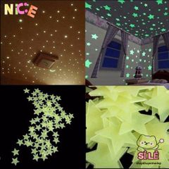Bộ 100 Ngôi Sao Phát Sáng Dạ Quang - Nhãn Dán Tường Trang Trí Phòng Ngủ Trẻ Em, Chiếu Sáng Trong Bóng Tối, 4 Màu Rực Rỡ