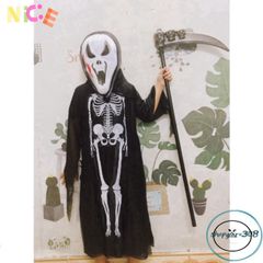 Bộ Hóa Trang Thần Chết Cho Trẻ Em - Áo Choàng, Mặt Nạ Ma Quái, Lưỡi Hái - Trang Phục Halloween Đầy Ấn Tượng