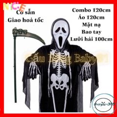 Bộ Hóa Trang Thần Chết Cho Trẻ Em - Áo Choàng, Mặt Nạ Ma Quái, Lưỡi Hái - Trang Phục Halloween Đầy Ấn Tượng