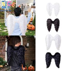 Cánh Thiên Thần 3D Dễ Thương - Khung Trang Phục Hóa Trang Halloween Bằng Lông Vũ Cao Cấp, Dây Đeo Co Giãn Cho Cosplay