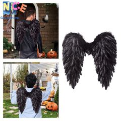Cánh Thiên Thần 3D Dễ Thương - Khung Trang Phục Hóa Trang Halloween Bằng Lông Vũ Cao Cấp, Dây Đeo Co Giãn Cho Cosplay