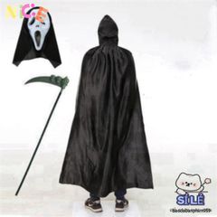 Combo Trang Phục Halloween Thần Chết - Áo Choàng, Mặt Nạ Cá Tính & Lưỡi Hái Bí Ẩn Cho Đêm Hội Ma Quái