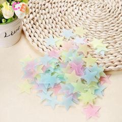 Bộ 100 Miếng Dán Tường Dạ Quang Ngôi Sao Đầy Màu - Trang Trí Phòng Ngủ Bé Phát Sáng Trong Bóng Tối