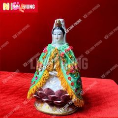 Áo Choàng Quan Âm Nhung Mịn Đính Cườm Họa Tiết Sen Trúc 20cm - Trang Trí Bàn Thờ Thần Thánh, Món Quà Lý Tưởng Dịp Lễ Hội