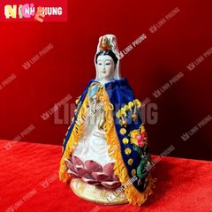 Áo Choàng Quan Âm Nhung Mịn Đính Cườm Họa Tiết Sen Trúc 20cm - Trang Trí Bàn Thờ Thần Thánh, Món Quà Lý Tưởng Dịp Lễ Hội