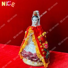 Áo Choàng Quan Âm Nhung Mịn Đính Cườm Họa Tiết Sen Trúc 20cm - Trang Trí Bàn Thờ Thần Thánh, Món Quà Lý Tưởng Dịp Lễ Hội