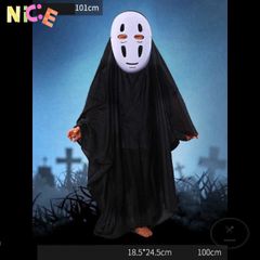 Bộ Hóa Trang Vô Diện Halloween - Áo Choàng Đen & Mặt Nạ Nhựa Trắng, Phù Hợp Tất Cả Giới Tính, Tham Dự Tiệc Cosplay & Sự Kiện Ấn Tượng