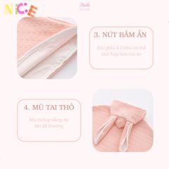 Áo Choàng Chống Nắng Tai Thỏ Hinata AC001 - Áo Khoác Bảo Vệ Cho Bé Ngày Hè - Chất Liệu Cotton Nhẹ, Thiết Kế Dễ Thương, Nhiều Màu Sắc