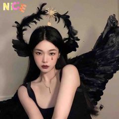 Băng Đô Cánh Thiên Thần và Ác Quỷ Halloween - Phụ Kiện Cosplay Lông Vũ Độc Đáo, Thời Trang Dành Cho Tiệc Tùng