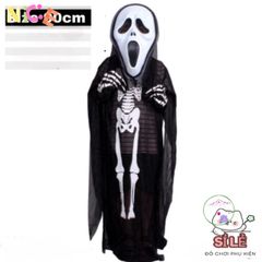 Bộ trang phục Halloween Thần Chết - Áo choàng, Mặt nạ, Lưỡi hái 1m và Găng tay cho bữa tiệc hóa trang, Lễ hội ma mị