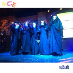 Bộ Hóa Trang Vô Diện Đen - Áo Choàng Huyền Bí và Mặt Nạ Nhựa Nhẹ Cho Tiệc Halloween và Lễ Hội, Nhiều Kích Cỡ Chọn Lựa