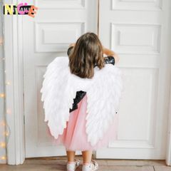 Cánh Thiên Thần Lông Vũ Dễ Thương - Trang Phục Halloween Có Dây Đeo Đàn Hồi Cho Lễ Hội Cosplay, Phụ Kiện Thời Trang 3D