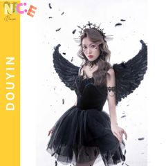 Cánh Thiên Thần Đen Quyến Rũ - Phụ Kiện Hóa Trang Halloween, Trang Phục Cosplay Công Chúa, Quà Tặng Dịp Trung Thu và Giáng Sinh Dành Cho Nữ