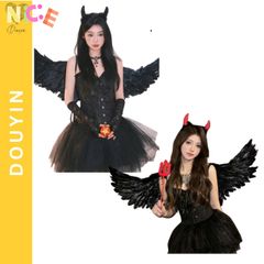 Cánh Thiên Thần Đen Quyến Rũ - Phụ Kiện Hóa Trang Halloween, Trang Phục Cosplay Công Chúa, Quà Tặng Dịp Trung Thu và Giáng Sinh Dành Cho Nữ