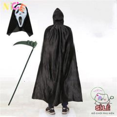 Bộ Đồ Hóa Trang Halloween - Áo Choàng, Mặt Nạ Thần Chết & Lưỡi Hái Bí Ẩn Cho Tiệc Tùng Kỳ Diệu