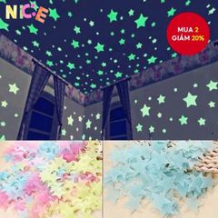 Bộ 100 Nhãn Dán Ngôi Sao Phát Sáng Neon Dạ Quang - Trang Trí Phòng Trẻ Em, Tạo Không Gian Bầu Trời Kỳ Diệu Ban Đêm