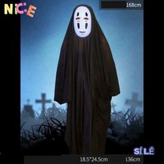 Bộ Trang Phục Vô Diện Halloween - Áo Choàng Đen & Mặt Nạ Nhân Vật Anime Huyền Bí, Nhiều Kích Thước Cho Trẻ Em & Người Lớn