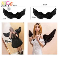 Cánh Thiên Thần Đen Trắng Cao Cấp Cho Trẻ Em & Người Lớn - Phụ Kiện Thời Trang Sang Trọng, Kích Thước 60x35cm hoặc 80x40cm