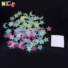 Bộ 100 Hình Dán Ngôi Sao và Mặt Trăng 3D Phát Sáng Đêm - Trang Trí Phòng Ngủ Huyền Ảo cho Trẻ Em