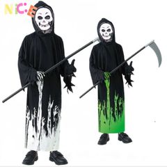 Bộ Trang Phục Hóa Trang Thần Chết Đen - Áo Choàng, Mặt Nạ, Găng Tay & Lưỡi Hái Halloween - Phong Cách Bí Ẩn, Độc Đáo