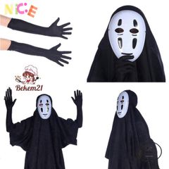 Bộ Trang Phục Vô Diện - Áo Choàng Đen & Mặt Nạ Bí Ẩn Cho Cosplay Anime, Phù Hợp Với Mọi Kích Cỡ Nam Nữ Trẻ Em