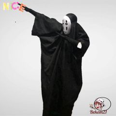 Bộ Trang Phục Vô Diện - Áo Choàng Đen & Mặt Nạ Bí Ẩn Cho Cosplay Anime, Phù Hợp Với Mọi Kích Cỡ Nam Nữ Trẻ Em