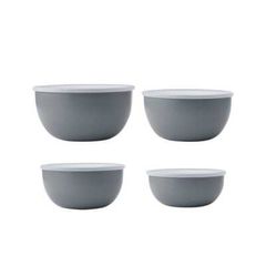 Bộ 4 âu trộn KitchenAid màu xám than kèm nắp đậy - Tô nhựa chống tràn, tiết kiệm không gian cho bếp, an toàn trong lò vi sóng