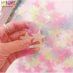 Bộ 100 Decal Dạ Quang Ngôi Sao Màu Sắc PVC - Trang Trí Tường Phòng Trẻ Em Sáng Bừng Trong Bóng Tối, An Toàn Và Dễ Dàng Dán