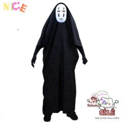 Bộ Cosplay Vô Diện - Áo Choàng Đen & Mặt Nạ Huyền Bí Cho Fan Anime, Phong Cách Thời Trang Độc Đáo, Dành Cho Mọi Đối Tượng