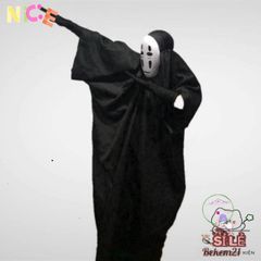 Bộ Cosplay Vô Diện - Áo Choàng Đen & Mặt Nạ Huyền Bí Cho Fan Anime, Phong Cách Thời Trang Độc Đáo, Dành Cho Mọi Đối Tượng