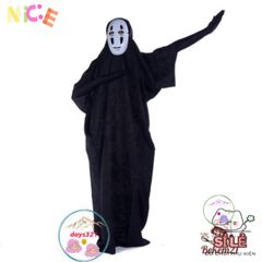 Bộ Cosplay Vô Diện - Áo Choàng Đen & Mặt Nạ Huyền Bí Cho Fan Anime, Phong Cách Thời Trang Độc Đáo, Dành Cho Mọi Đối Tượng
