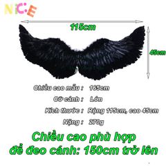 Cánh Thiên Thần Đen Trắng - Bộ Cánh Lông Vũ Hóa Trang Sang Trọng cho Biểu Diễn và Chụp Ảnh Nghệ Thuật