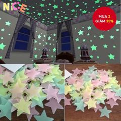 100 Miếng Dán Tường Phát Sáng Đêm - Ngôi Sao Dạ Quang Trang Trí Phòng Ngủ Trẻ Em và Nhà Cửa Sáng Tạo