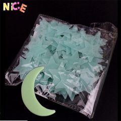 Bộ nhãn dán tường phát sáng 3D - 100 Ngôi sao và 1 Mặt trăng rực rỡ cho không gian lung linh vào ban đêm