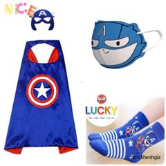 Set Áo Choàng Siêu Nhân và Vớ Dày Dặn Cho Trẻ - Combo Hóa Trang Chất Liệu Satin Cao Cấp, Quà Tặng Tuyệt Vời Cho Bé 3-7 Tuổi