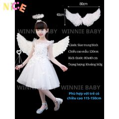 Bộ Cánh Thiên Thần Dễ Thương 3 Món Cho Bé Gái - Lấp Lánh Cosplay Halloween, Giáng Sinh, Trung Thu - Phụ Kiện Biểu Diễn Nghệ Thuật