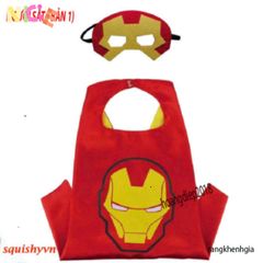 Bộ Trang Phục Siêu Nhân IRONMAN Cho Trẻ Em - Áo Choàng Satin Lụa Và Mặt Nạ Hóa Trang Marvel - Quà Sinh Nhật Tuyệt Vời