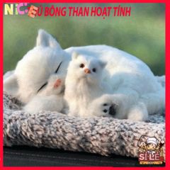 Thú Bông Khử Mùi Hình Mèo Trắng - Than Hoạt Tính Trang Trí Ô Tô & Giữ Không Khí Trong Lành - Phụ Kiện Dễ Thương Cho Xe Hơi