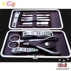 Bộ Dụng Cụ Chăm Sóc Móng 12 Món - Kiềm Cắt Móng, Nhíp, Kéo Tỉa Lông, Hộp Da Sang Trọng - Quà Tặng Thích Hợp Cho Bạn Nữ