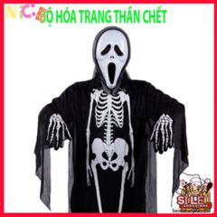 Bộ Hóa Trang Thần Chết Halloween - Áo Choàng, Mặt Nạ, Găng Tay & Lưỡi Hái Độc Đáo Cho Bé và Người Lớn, Trang Phục Ma Quái Tuyệt Vời