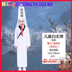 Trang Phục Halloween Hắc Bạch Vô Thường - Áo Choàng Đáng Sợ, Găng Tay Xương, Kính LED Đỏ - Hóa Thân Thú Vị Cho Tiệc Halloween