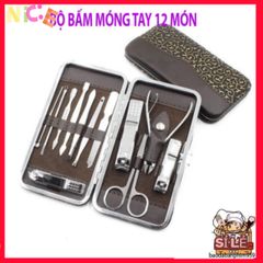 Bộ Dụng Cụ Làm Móng Tay Cao Cấp 12 Món - Kềm, Kéo, Nhíp, Dũa, Cắt Lông Mũi, Dụng Cụ Nặn Mụn - Quà Tặng Chăm Sóc Sắc Đẹp