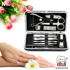 Bộ Dụng Cụ Làm Móng Tay Cao Cấp 12 Món - Kềm, Kéo, Nhíp, Dũa, Cắt Lông Mũi, Dụng Cụ Nặn Mụn - Quà Tặng Chăm Sóc Sắc Đẹp