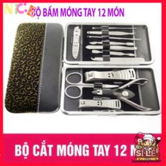 Bộ Dụng Cụ Làm Móng Tay Cao Cấp 12 Món - Kềm, Kéo, Nhíp, Dũa, Cắt Lông Mũi, Dụng Cụ Nặn Mụn - Quà Tặng Chăm Sóc Sắc Đẹp