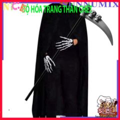 Bộ Đồ Hóa Trang Halloween Thiên Thần Tử Thần - Áo Choàng và Găng Tay Xương Kinh Dị, Trang Phục Dự Tiệc Độc Đáo cho Trẻ Em