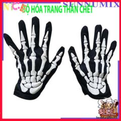 Bộ Đồ Hóa Trang Halloween Thiên Thần Tử Thần - Áo Choàng và Găng Tay Xương Kinh Dị, Trang Phục Dự Tiệc Độc Đáo cho Trẻ Em