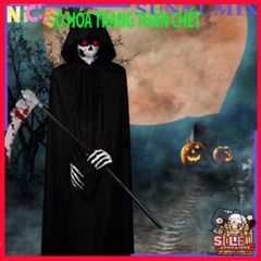 Bộ Đồ Hóa Trang Halloween Thiên Thần Tử Thần - Áo Choàng và Găng Tay Xương Kinh Dị, Trang Phục Dự Tiệc Độc Đáo cho Trẻ Em